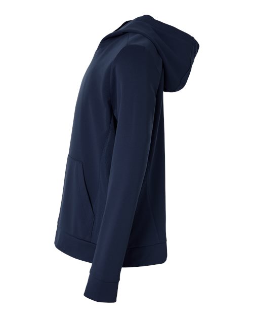 Sport Dark Navy - Team 365 Squad Hooded Tech Fleece Pullover with Custom Logo Team 365 Youth Squad Hooded Tech Fleece Pullover in Sport Dark Navy, side view