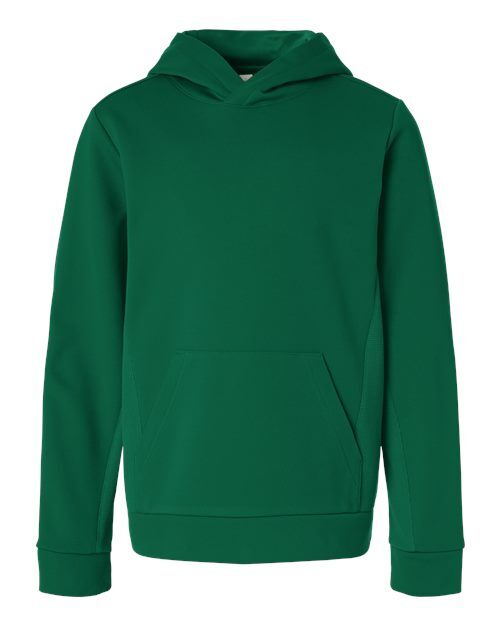 Sport Forest - Youth Squad Hooded Tech Fleece Pullover Team 365 Youth Squad Hooded Tech Fleece Pullover in Sport Forest, front view