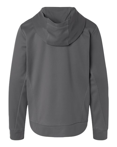 Sport Graphite - Team 365 Squad Hooded Tech Fleece Pullover with Custom Logo Team 365 Youth Squad Hooded Tech Fleece Pullover in Sport Graphite, back view