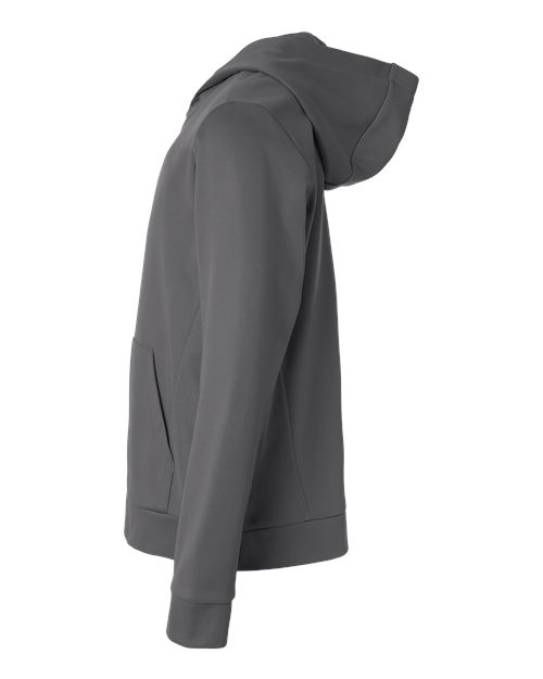 Sport Graphite - Team 365 Squad Hooded Tech Fleece Pullover with Custom Logo Team 365 Youth Squad Hooded Tech Fleece Pullover in Sport Graphite, side view