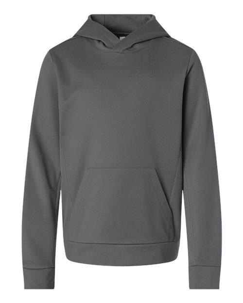 Sport Graphite - Youth Squad Hooded Tech Fleece Pullover Team 365 Youth Squad Hooded Tech Fleece Pullover in Sport Graphite, front view