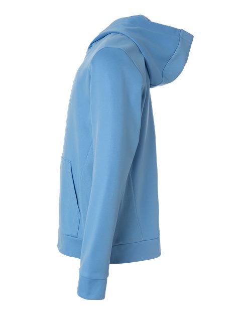 Sport Light Blue - Team 365 Squad Hooded Tech Fleece Pullover with Custom Logo Team 365 Youth Squad Hooded Tech Fleece Pullover in Sport Light Blue, side view