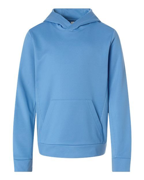Sport Light Blue - Youth Squad Hooded Tech Fleece Pullover Team 365 Youth Squad Hooded Tech Fleece Pullover in Sport Light Blue, front view
