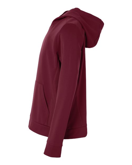 Sport Maroon - Team 365 Squad Hooded Tech Fleece Pullover with Custom Logo Team 365 Youth Squad Hooded Tech Fleece Pullover in Sport Maroon, side view