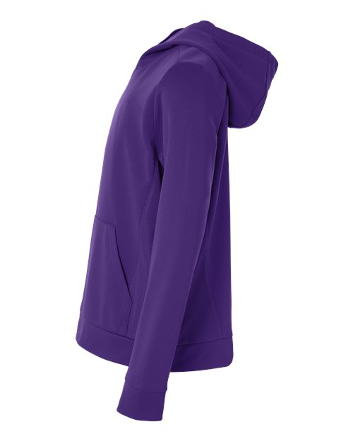 Sport Purple - Team 365 Squad Hooded Tech Fleece Pullover with Custom Logo Team 365 Youth Squad Hooded Tech Fleece Pullover in Sport Purple, side view