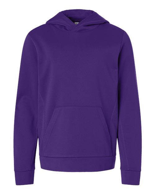 Sport Purple - Youth Squad Hooded Tech Fleece Pullover Team 365 Youth Squad Hooded Tech Fleece Pullover in Sport Purple, front view