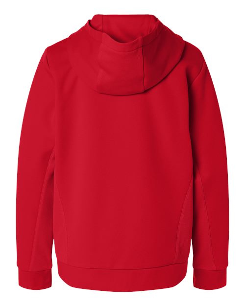 Sport Red - Team 365 Squad Hooded Tech Fleece Pullover with Custom Logo Team 365 Youth Squad Hooded Tech Fleece Pullover in Sport Red, back view
