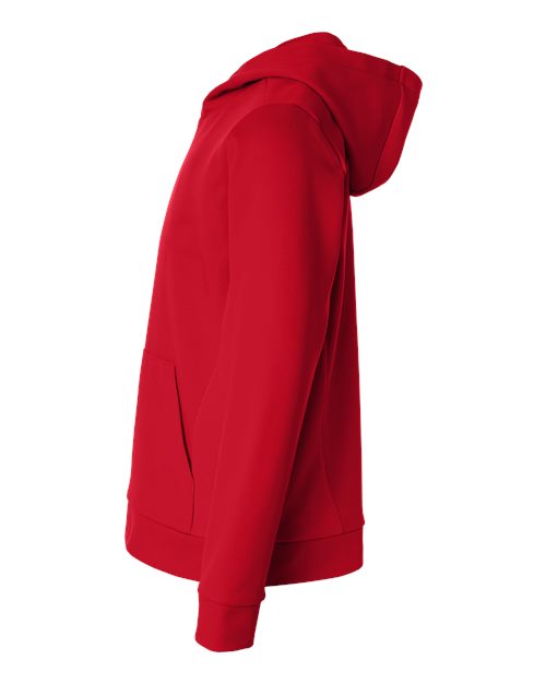 Sport Red - Team 365 Squad Hooded Tech Fleece Pullover with Custom Logo Team 365 Youth Squad Hooded Tech Fleece Pullover in Sport Red, side view