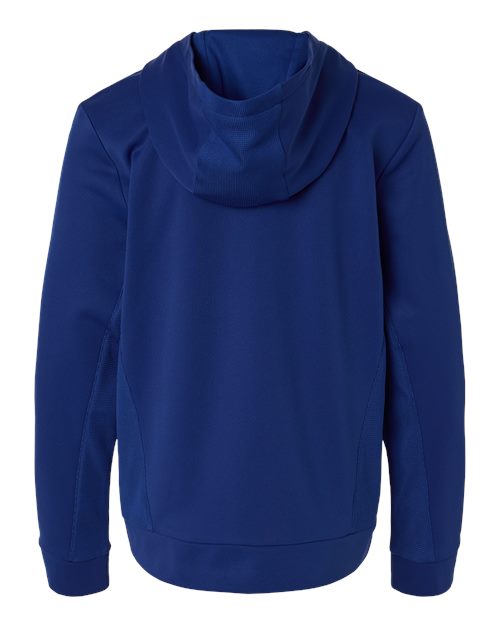 Sport Royal - Team 365 Squad Hooded Tech Fleece Pullover with Custom Logo Team 365 Youth Squad Hooded Tech Fleece Pullover in Sport Royal, back view