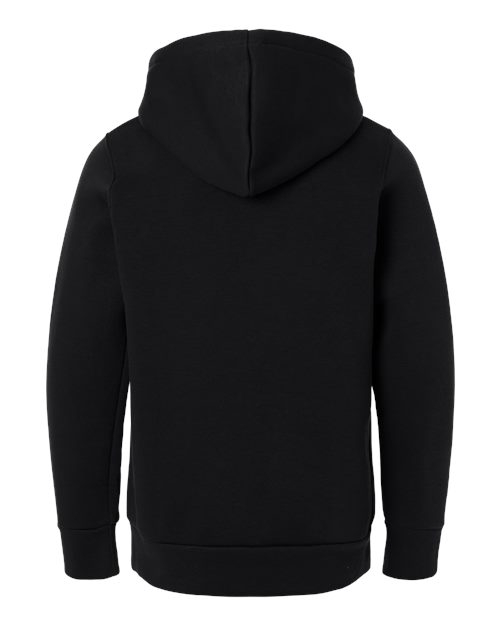 Black/ White - Under Armour 6014162 Youth Hoodie with Logo Embroidery Under Armour Youth Team Icon Fleece Hooded Sweatshirt in Black/White, back view