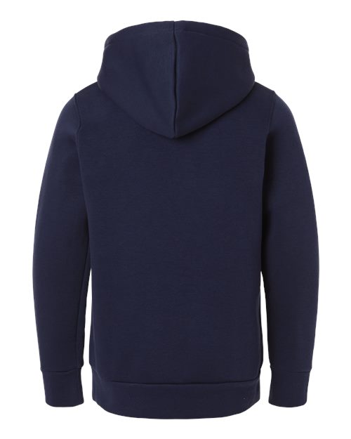 Midnight Navy/ White - Under Armour 6014162 Youth Hoodie with Logo Embroidery Under Armour Youth Team Icon Fleece Hooded Sweatshirt in Midnight Navy/White, back view