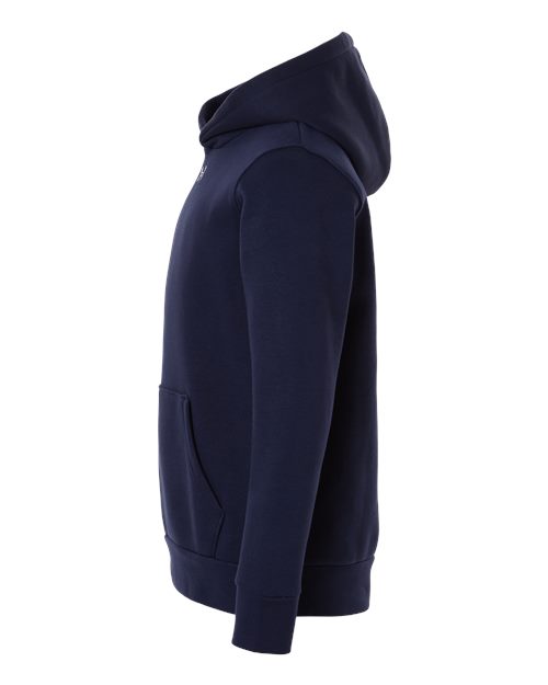 Midnight Navy/ White - Under Armour 6014162 Youth Hoodie with Logo Embroidery Under Armour Youth Team Icon Fleece Hooded Sweatshirt in Midnight Navy/White, side view