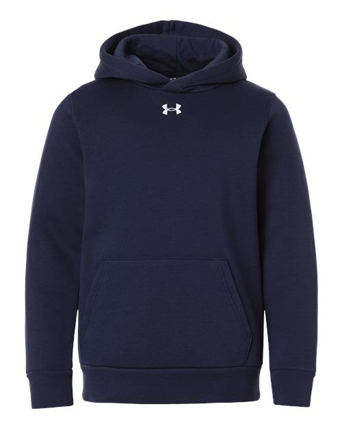 Midnight Navy/ White - Youth Team Icon Fleece Hooded Sweatshirt Under Armour Youth Team Icon Fleece Hooded Sweatshirt in Midnight Navy/White, front view