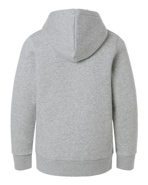 Mod Grey Light Heather/ White - Under Armour 6014162 Youth Hoodie with Logo Embroidery Under Armour Youth Team Icon Fleece Hooded Sweatshirt in Mod Grey Light Heather/White, back view