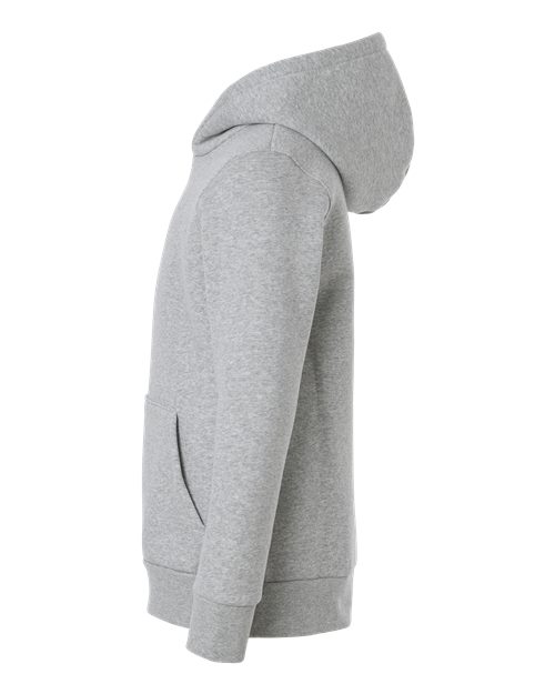 Mod Grey Light Heather/ White - Under Armour 6014162 Youth Hoodie with Logo Embroidery Under Armour Youth Team Icon Fleece Hooded Sweatshirt in Mod Grey Light Heather/White, side view