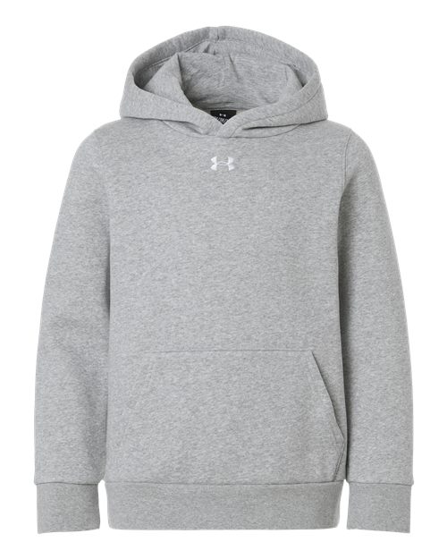 Mod Grey Light Heather/ White - Youth Team Icon Fleece Hooded Sweatshirt Under Armour Youth Team Icon Fleece Hooded Sweatshirt in Mod Grey Light Heather/White, front view
