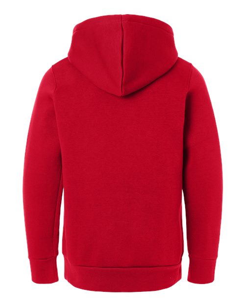 Red/ White - Under Armour 6014162 Youth Hoodie with Logo Embroidery Under Armour Youth Team Icon Fleece Hooded Sweatshirt in Red/White, back view