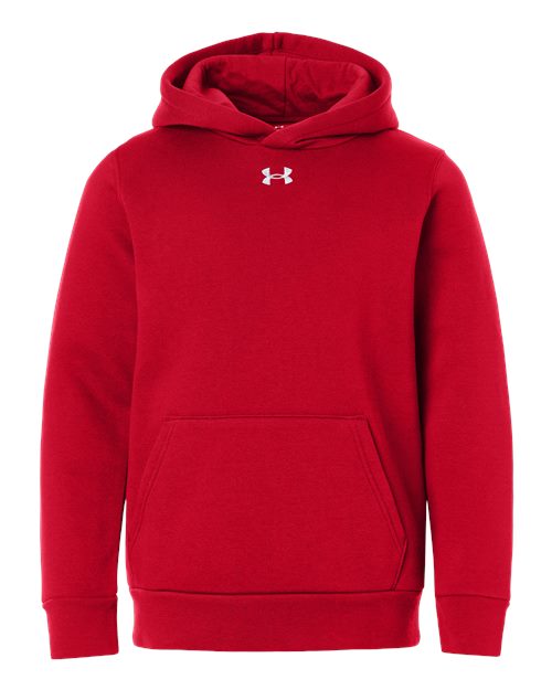 Red/ White - Youth Team Icon Fleece Hooded Sweatshirt Under Armour Youth Team Icon Fleece Hooded Sweatshirt in Red/White, front view