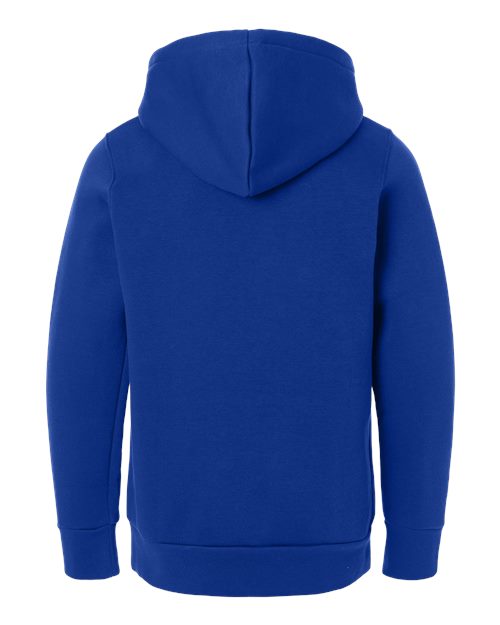 Royal/ White - Under Armour 6014162 Youth Hoodie with Logo Embroidery Under Armour Youth Team Icon Fleece Hooded Sweatshirt in Royal/White, back view