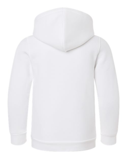 White/ Pitch Grey Medium Heather - Under Armour 6014162 Youth Hoodie with Logo Embroidery Under Armour Youth Team Icon Fleece Hooded Sweatshirt in White/Pitch Grey Medium Heather, back view