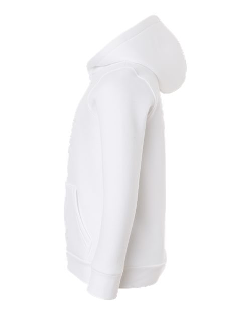 White/ Pitch Grey Medium Heather - Under Armour 6014162 Youth Hoodie with Logo Embroidery Under Armour Youth Team Icon Fleece Hooded Sweatshirt in White/Pitch Grey Medium Heather, side view