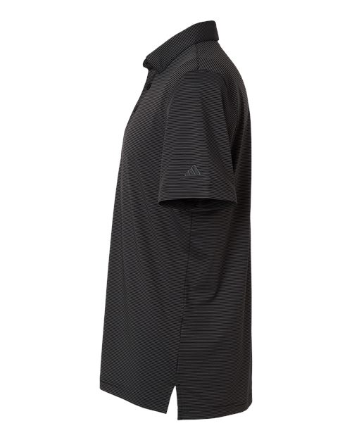 Carbon/ Black - Adidas A2026 Polo with Custom Company Logo Embroidery Adidas Men's Ultimate365 Pencil Stripe Climacool Polo in Carbon/Black, side view