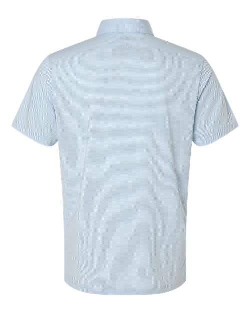 Crystal Sky/ Lucid Ray Blue - Adidas A2026 Polo with Custom Company Logo Embroidery Adidas Men's Ultimate365 Pencil Stripe Climacool Polo in Crystal Sky/Lucid Ray Blue, back view