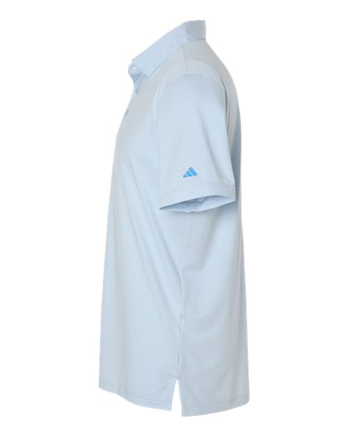 Crystal Sky/ Lucid Ray Blue - Adidas A2026 Polo with Custom Company Logo Embroidery Adidas Men's Ultimate365 Pencil Stripe Climacool Polo in Crystal Sky/Lucid Ray Blue, side view