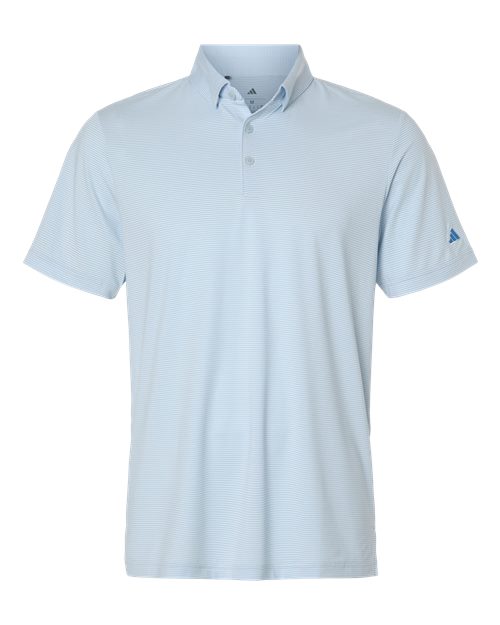 Crystal Sky/ Lucid Ray Blue - Men's Ultimate365 Pencil Stripe Climacool Polo Adidas Men's Ultimate365 Pencil Stripe Climacool Polo in Crystal Sky/Lucid Ray Blue, front view