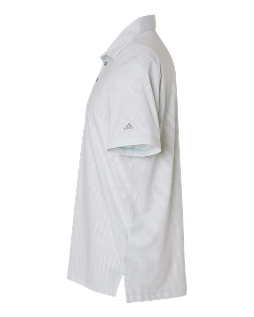 White/ Wonder Sage - Adidas A2026 Polo with Custom Company Logo Embroidery Adidas Men's Ultimate365 Pencil Stripe Climacool Polo in White/Wonder Sage, side view