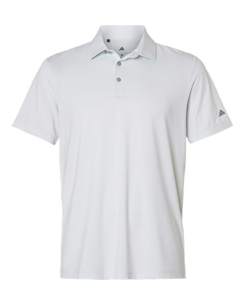 White/ Wonder Sage - Men's Ultimate365 Pencil Stripe Climacool Polo Adidas Men's Ultimate365 Pencil Stripe Climacool Polo in White/Wonder Sage, front view