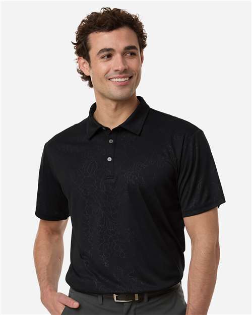 Black - Swannies SW5100 Polo with Custom Company Logo Embroidery Swannies Men's Ehrman Polo in Black, front view on model