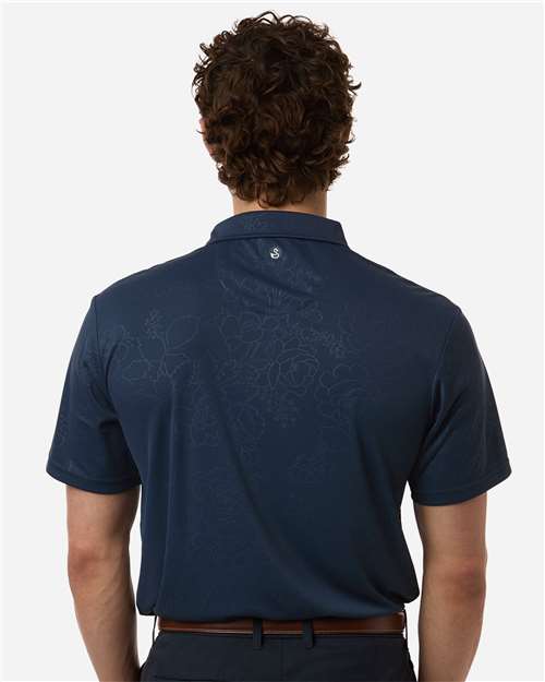 Navy - Swannies SW5100 Polo with Custom Company Logo Embroidery Swannies Men's Ehrman Polo in Navy, back view on model