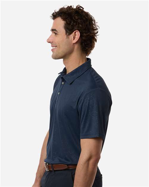 Navy - Swannies SW5100 Polo with Custom Company Logo Embroidery Swannies Men's Ehrman Polo in Navy, side view on model