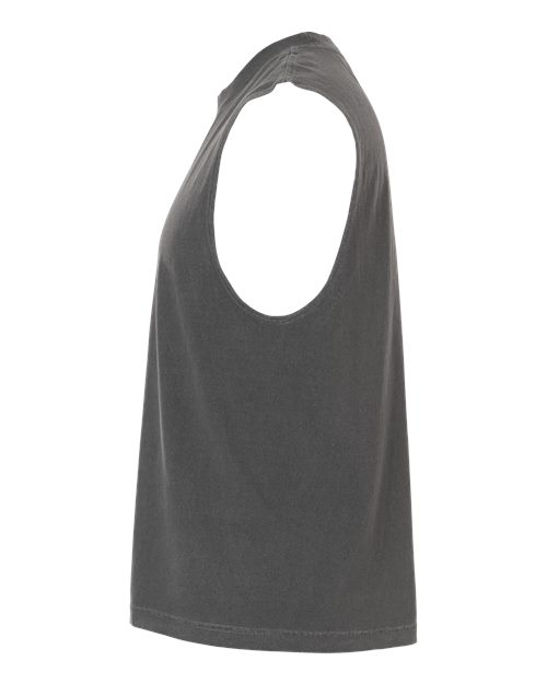 Faded Black - American Apparel 207GD Boxy Muscle Tee with Custom Print American Apparel Unisex Heavyweight Cotton Garment-Dyed Boxy Muscle Tee in Faded Black, side view