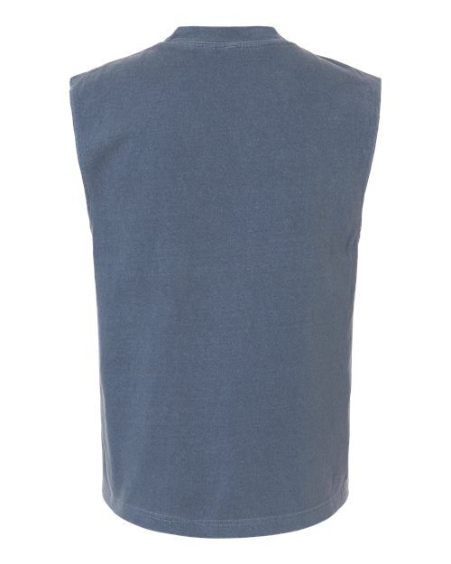 Faded Navy - American Apparel 207GD Boxy Muscle Tee with Custom Print American Apparel Unisex Heavyweight Cotton Garment-Dyed Boxy Muscle Tee in Faded Navy, back view