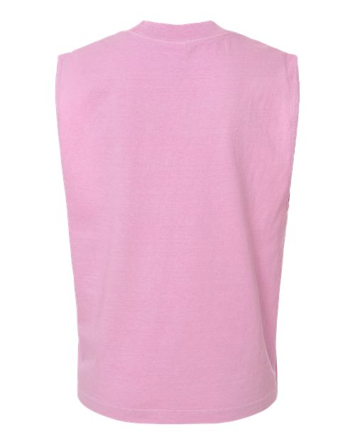 Faded Powder Pink - American Apparel 207GD Boxy Muscle Tee with Custom Print American Apparel Unisex Heavyweight Cotton Garment-Dyed Boxy Muscle Tee in Faded Powder Pink, back view