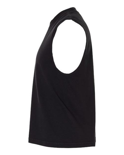 True Black - American Apparel 207GD Boxy Muscle Tee with Custom Print American Apparel Unisex Heavyweight Cotton Garment-Dyed Boxy Muscle Tee in True Black, side view