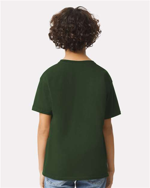 Forest Green - Gildan Youth Ultra Cotton® T-Shirt with Custom Printing Gildan Youth Ultra Cotton® T-Shirt in Forest Green, back view on model