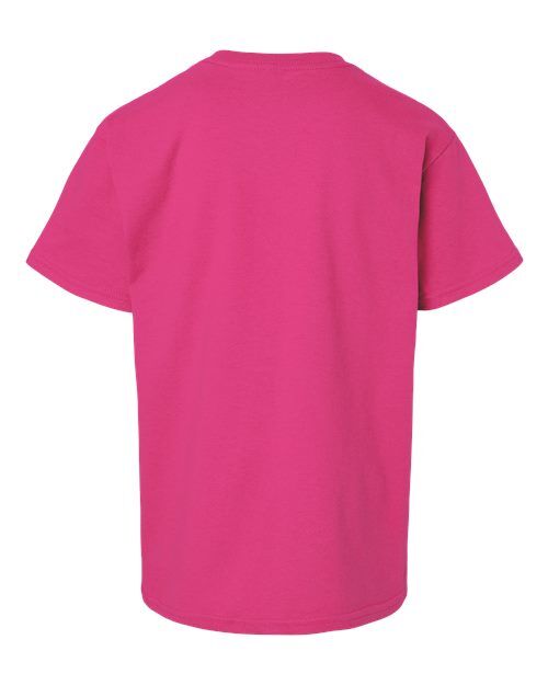 Heliconia - Gildan Youth Ultra Cotton® T-Shirt with Custom Printing Gildan Youth Ultra Cotton® T-Shirt in Heliconia, back view