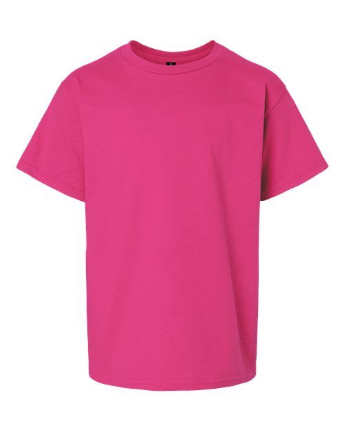 Heliconia - Youth Ultra Cotton® T-Shirt Gildan Youth Ultra Cotton® T-Shirt in Heliconia, front view