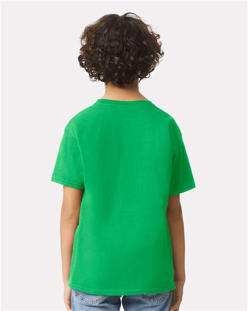 Irish Green - Gildan Youth Ultra Cotton® T-Shirt with Custom Printing Gildan Youth Ultra Cotton® T-Shirt in Irish Green, back view on model