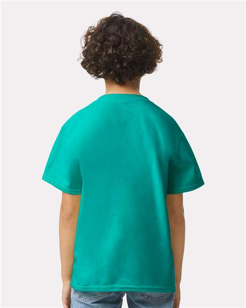 Jade Dome - Gildan Youth Ultra Cotton® T-Shirt with Custom Printing Gildan Youth Ultra Cotton® T-Shirt in Jade Dome, back view on model