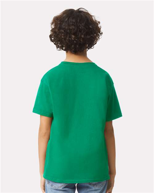 Kelly Green - Gildan Youth Ultra Cotton® T-Shirt with Custom Printing Gildan Youth Ultra Cotton® T-Shirt in Kelly Green, back view on model