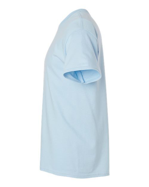 Light Blue - Gildan Youth Ultra Cotton® T-Shirt with Custom Printing Gildan Youth Ultra Cotton® T-Shirt in Light Blue, side view