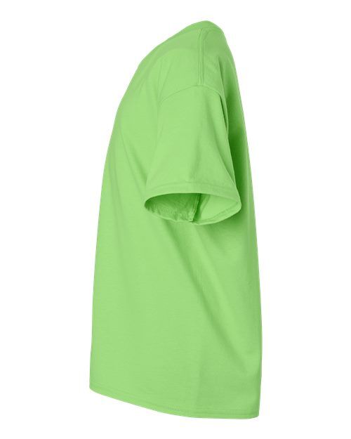 Lime - Gildan Youth Ultra Cotton® T-Shirt with Custom Printing Gildan Youth Ultra Cotton® T-Shirt in Lime, side view