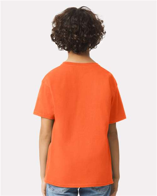 Orange - Gildan Youth Ultra Cotton® T-Shirt with Custom Printing Gildan Youth Ultra Cotton® T-Shirt in Orange, back view on model