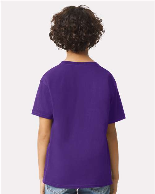Purple - Gildan Youth Ultra Cotton® T-Shirt with Custom Printing Gildan Youth Ultra Cotton® T-Shirt in Purple, back view on model