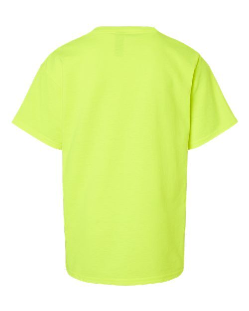 Safety Green - Gildan Youth Ultra Cotton® T-Shirt with Custom Printing Gildan Youth Ultra Cotton® T-Shirt in Safety Green, back view