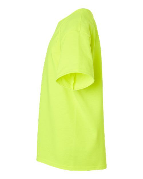 Safety Green - Gildan Youth Ultra Cotton® T-Shirt with Custom Printing Gildan Youth Ultra Cotton® T-Shirt in Safety Green, side view